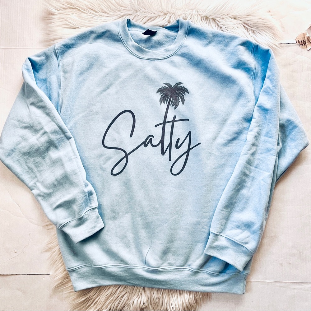 Salty Graphic Sweatshirt with Palm Tree